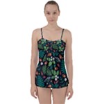 Pattern Forest Leaf Flower Motif Babydoll Tankini Set
