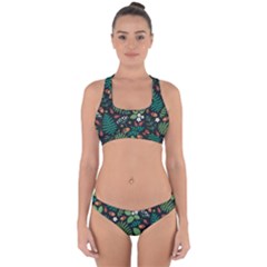 Pattern Forest Leaf Flower Motif Cross Back Hipster Bikini Set from ArtsNow.com