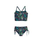 Pattern Forest Leaf Flower Motif Girls  Tankini Swimsuit
