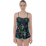 Pattern Forest Leaf Flower Motif Babydoll Tankini Top