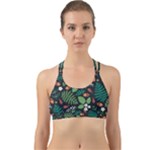Pattern Forest Leaf Flower Motif Back Web Sports Bra