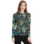 Pattern Forest Leaf Flower Motif Women s Long Sleeve Rash Guard