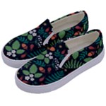 Pattern Forest Leaf Flower Motif Kids  Canvas Slip Ons
