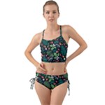 Pattern Forest Leaf Flower Motif Mini Tank Bikini Set