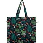 Pattern Forest Leaf Flower Motif Canvas Travel Bag