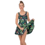 Pattern Forest Leaf Flower Motif Inside Out Casual Dress