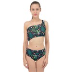 Pattern Forest Leaf Flower Motif Spliced Up Two Piece Swimsuit
