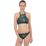 Pattern Forest Leaf Flower Motif Halter Bikini Set