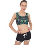 Pattern Forest Leaf Flower Motif V-Back Sports Bra