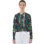Pattern Forest Leaf Flower Motif Women s Slouchy Sweat