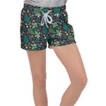 Pattern Forest Leaf Flower Motif Women s Velour Lounge Shorts