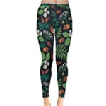 Pattern Forest Leaf Flower Motif Inside Out Leggings