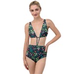 Pattern Forest Leaf Flower Motif Tied Up Two Piece Swimsuit