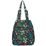 Pattern Forest Leaf Flower Motif Center Zip Backpack