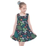 Pattern Forest Leaf Flower Motif Kids  Summer Dress