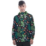 Pattern Forest Leaf Flower Motif Men s Front Pocket Pullover Windbreaker