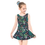 Pattern Forest Leaf Flower Motif Kids  Skater Dress Swimsuit