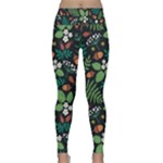 Pattern Forest Leaf Flower Motif Lightweight Velour Classic Yoga Leggings