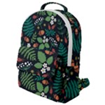 Pattern Forest Leaf Flower Motif Flap Pocket Backpack (Small)