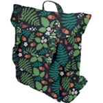 Pattern Forest Leaf Flower Motif Buckle Up Backpack