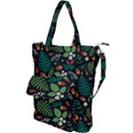 Pattern Forest Leaf Flower Motif Shoulder Tote Bag