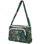 Pattern Forest Leaf Flower Motif Front Pocket Crossbody Bag
