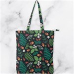 Pattern Forest Leaf Flower Motif Double Zip Up Tote Bag