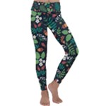 Pattern Forest Leaf Flower Motif Kids  Lightweight Velour Classic Yoga Leggings