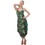 Pattern Forest Leaf Flower Motif Layered Bottom Dress