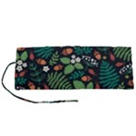 Pattern Forest Leaf Flower Motif Roll Up Canvas Pencil Holder (S)