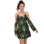 Pattern Forest Leaf Flower Motif Boho Dress