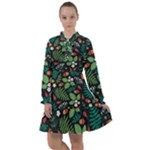 Pattern Forest Leaf Flower Motif All Frills Chiffon Dress