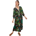 Pattern Forest Leaf Flower Motif Grecian Style  Maxi Dress