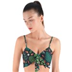 Pattern Forest Leaf Flower Motif Woven Tie Front Bralet