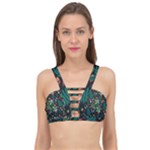 Pattern Forest Leaf Flower Motif Cage Up Bikini Top