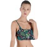 Pattern Forest Leaf Flower Motif Layered Top Bikini Top 