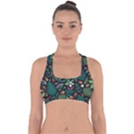Pattern Forest Leaf Flower Motif Cross Back Hipster Bikini Top 