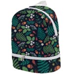 Pattern Forest Leaf Flower Motif Zip Bottom Backpack