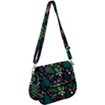 Pattern Forest Leaf Flower Motif Saddle Handbag