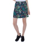Pattern Forest Leaf Flower Motif Tennis Skirt