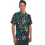 Pattern Forest Leaf Flower Motif Men s Polo T-Shirt
