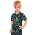Pattern Forest Leaf Flower Motif Kids  Polo T-Shirt