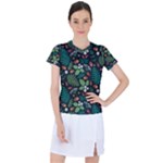 Pattern Forest Leaf Flower Motif Women s Sports Top
