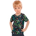 Pattern Forest Leaf Flower Motif Kids  Sports T-Shirt