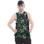Pattern Forest Leaf Flower Motif Men s Sleeveless Hoodie