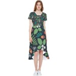 Pattern Forest Leaf Flower Motif High Low Boho Dress