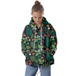 Pattern Forest Leaf Flower Motif Kids  Oversized Hoodie
