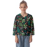 Pattern Forest Leaf Flower Motif Kids  Sailor Shirt