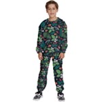 Pattern Forest Leaf Flower Motif Kids  Sweatshirt set
