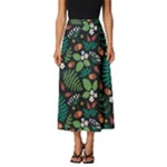 Pattern Forest Leaf Flower Motif Classic Midi Chiffon Skirt